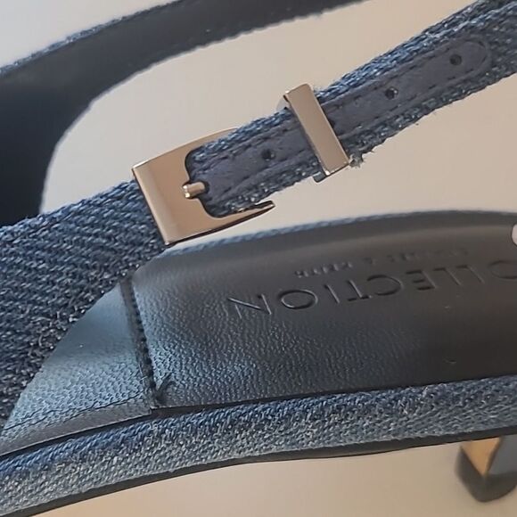 Charles & Keith Gabine Slingback Blue Denim Kitten Heel Silver Decor EU 36 - Picture 10 of 16